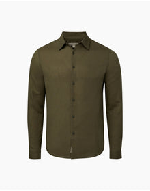 Men | Air Linen Long Sleeve Shirt | Dark Olive
