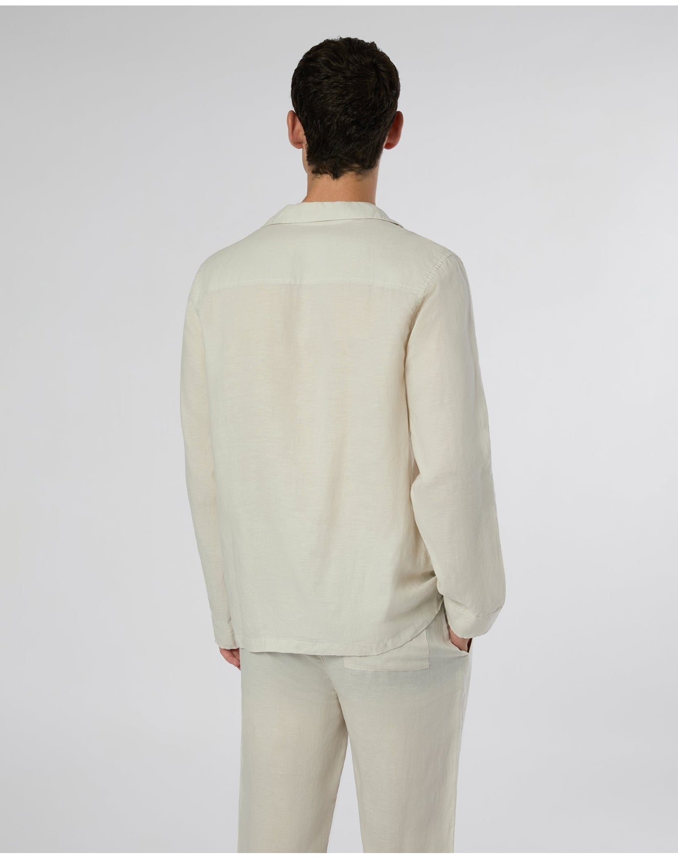 Men | Linen Home Long Sleeve Camp Shirt | Stone