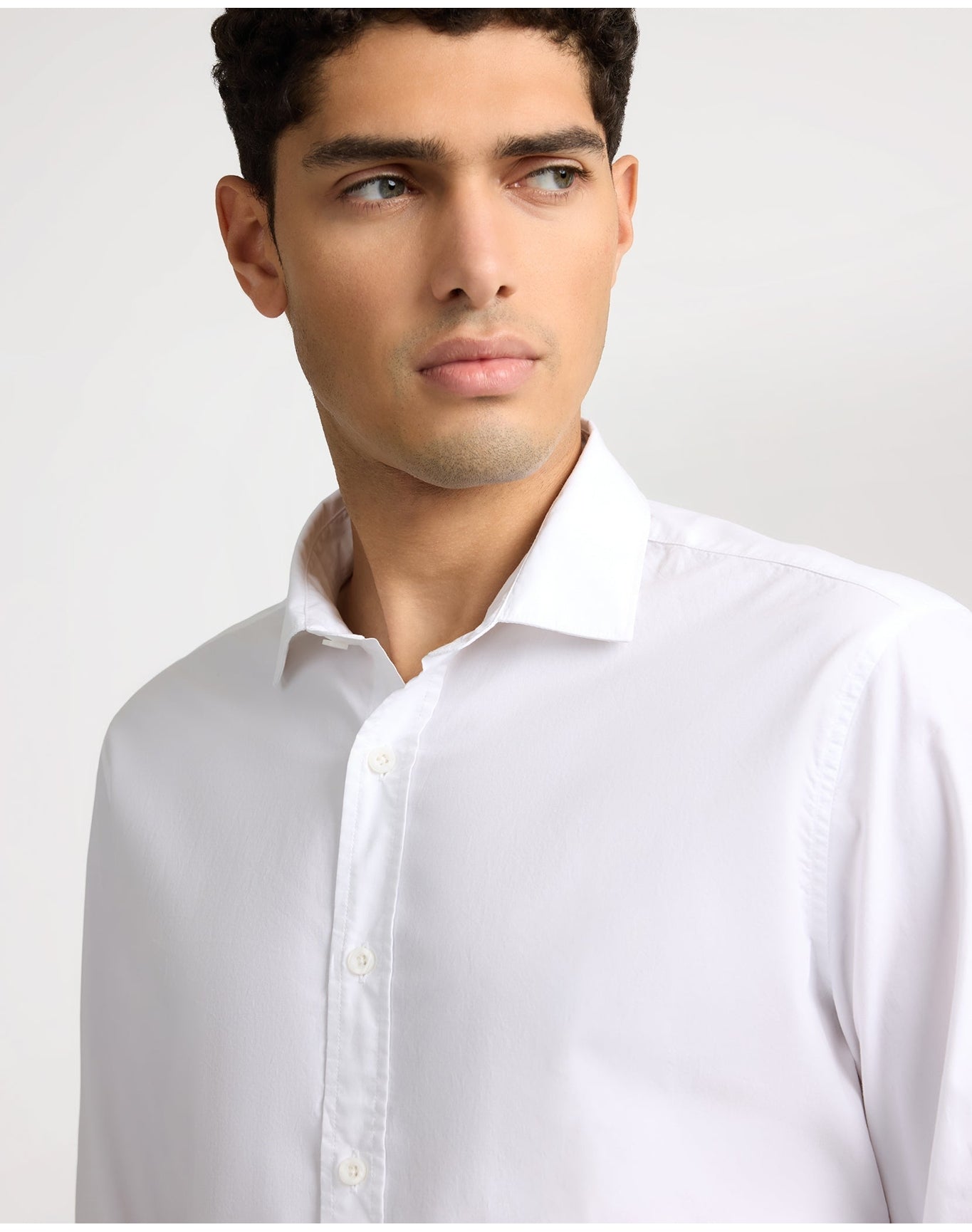Men | Poplin Long Sleeve Button Down Shirt | White