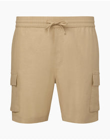 Men | Stretch Linen Pull On Cargo Short | Sand