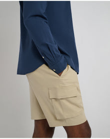 Men | Stretch Linen Pull On Cargo Short | Sand