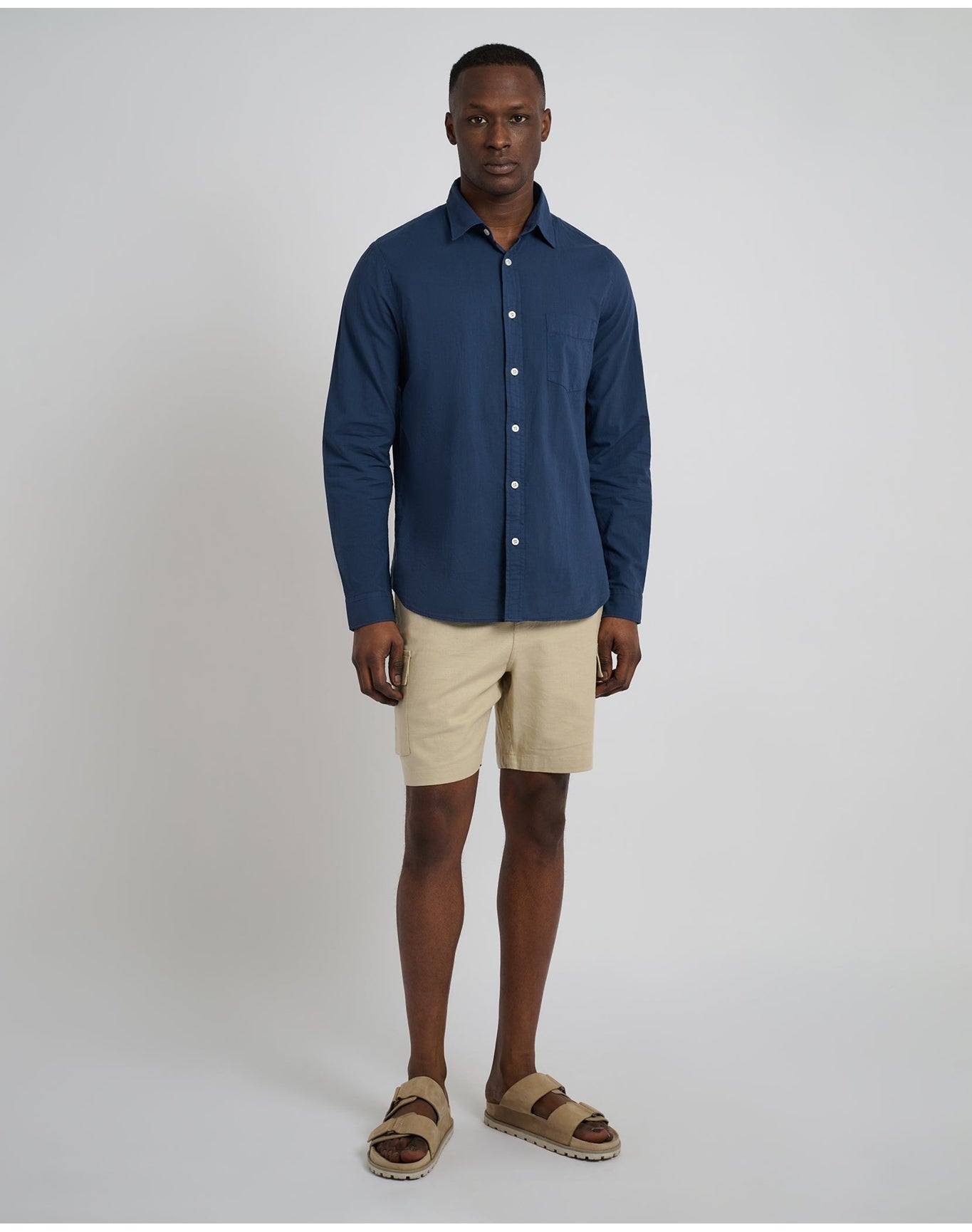 Men | Stretch Linen Pull On Cargo Short | Sand