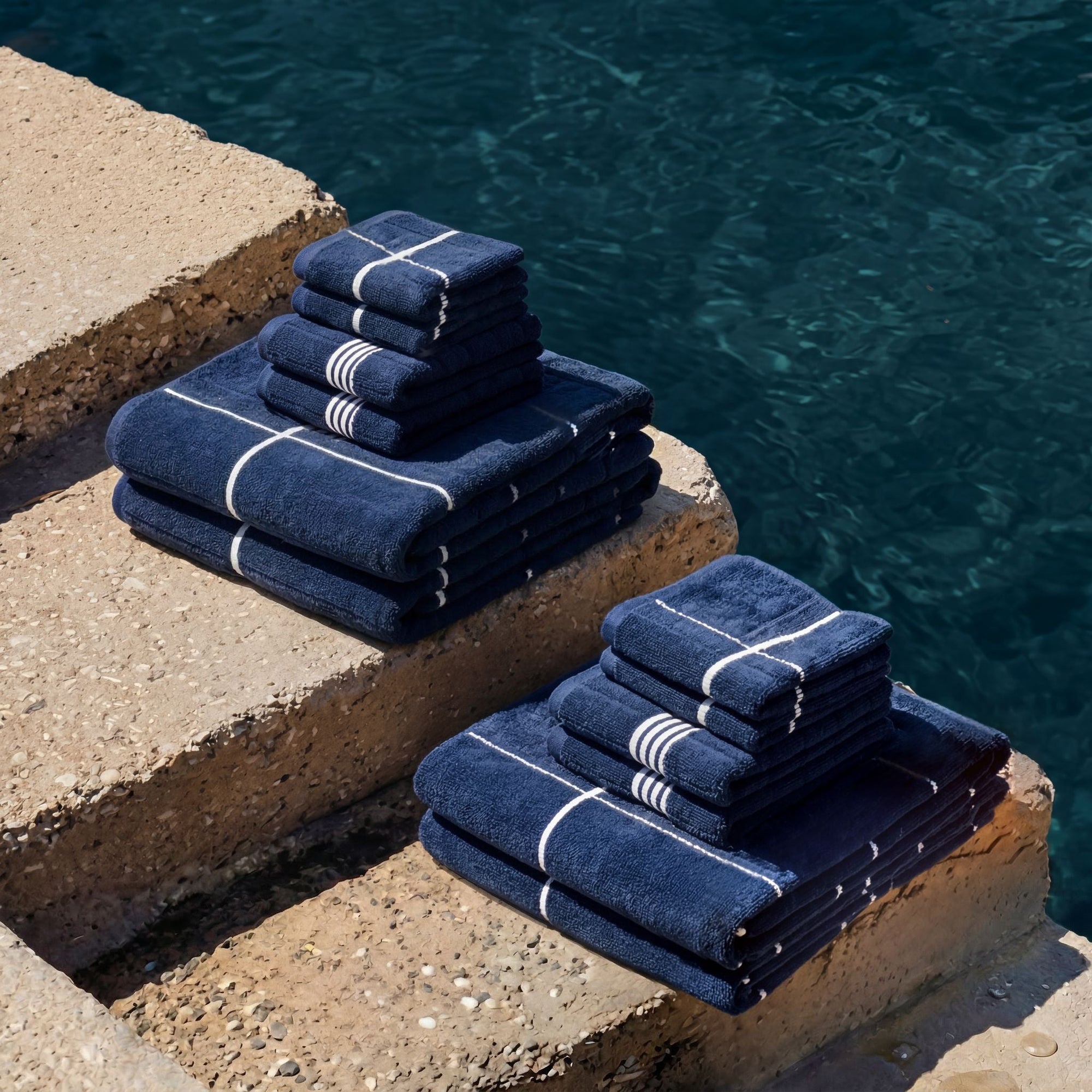 Miramar Australian Cotton Towels | Navy/White