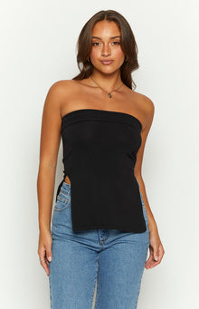 Mordani Knit Strapless Top | Black