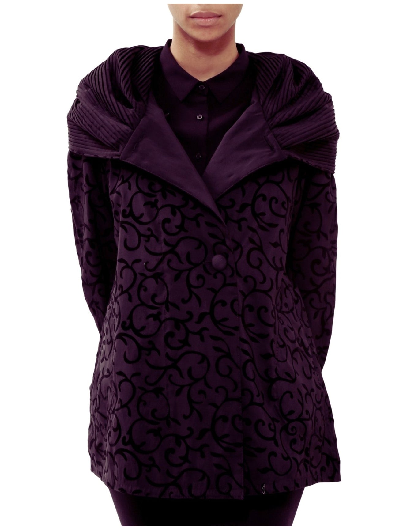 Mycra Pac | Women | Reversible Raincoat With A Signature Pleated Hood Featured In A Scroll Print | Berry Scroll