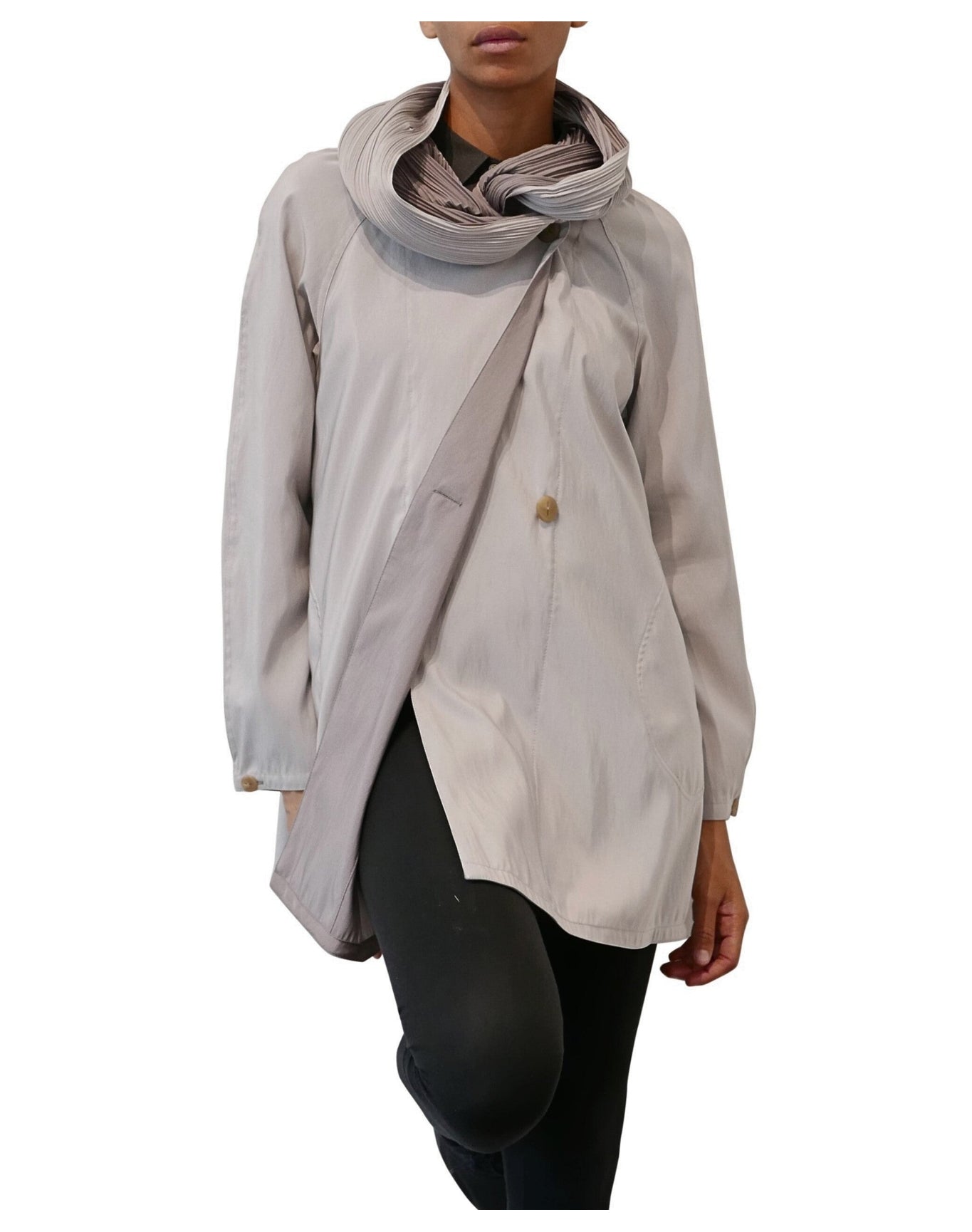 Mycra Pac | Women | Reversible Raincoat With Signature Pleated Hood | Mineral/Zinc