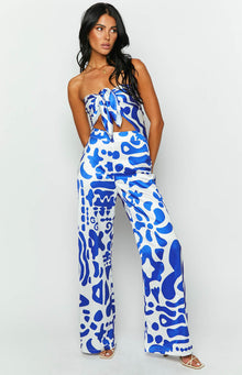 Mykonos Print Pants | Blue
