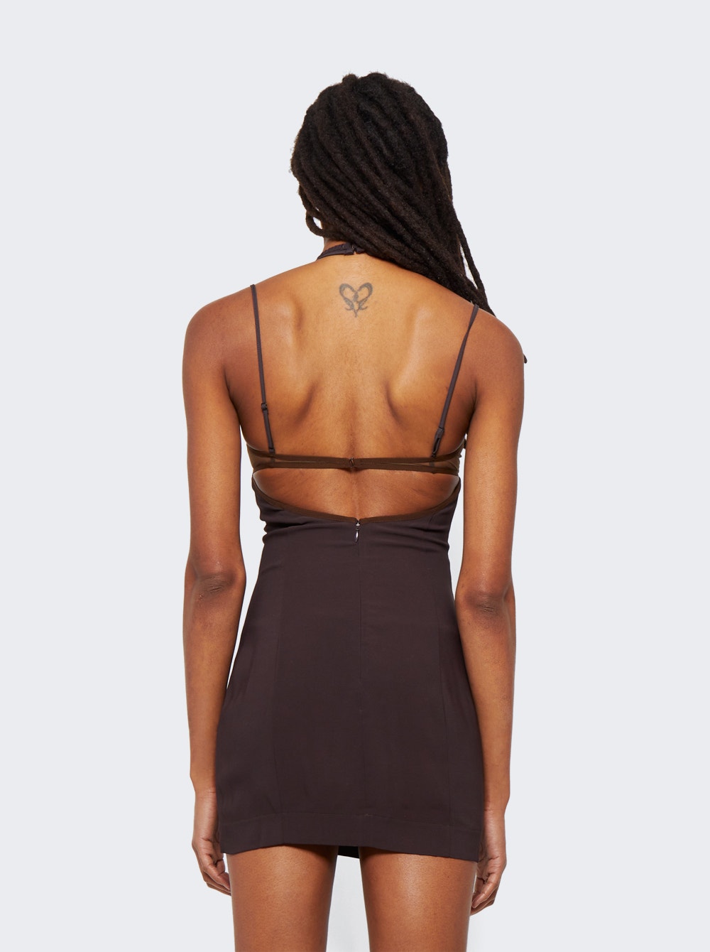 Women | Nensi Dojaka | Draped Double Bra Mini Dress | Chocolate Brown