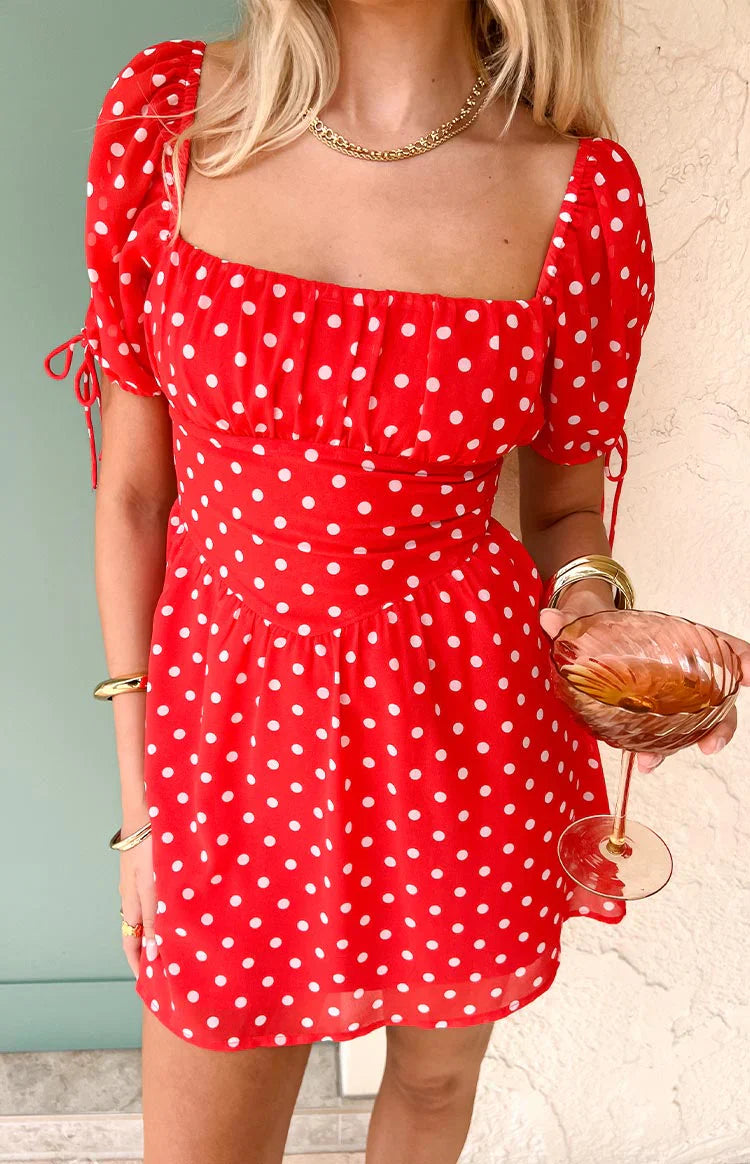 Danyal Mini Dress | Red Polka Dot