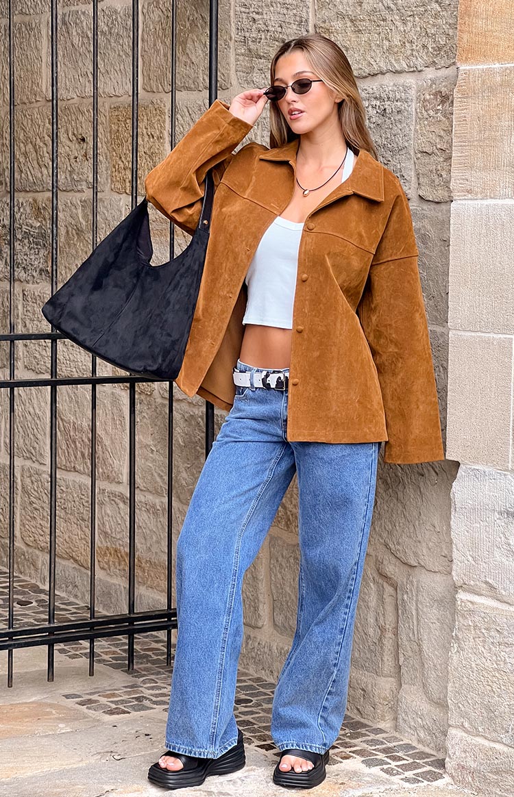 Suki Suede Oversized Jacket | Tan
