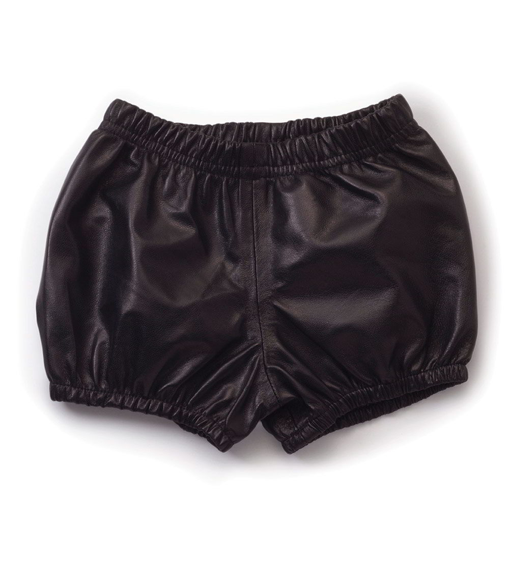 Kid | Leather Yoga Shorts | Black