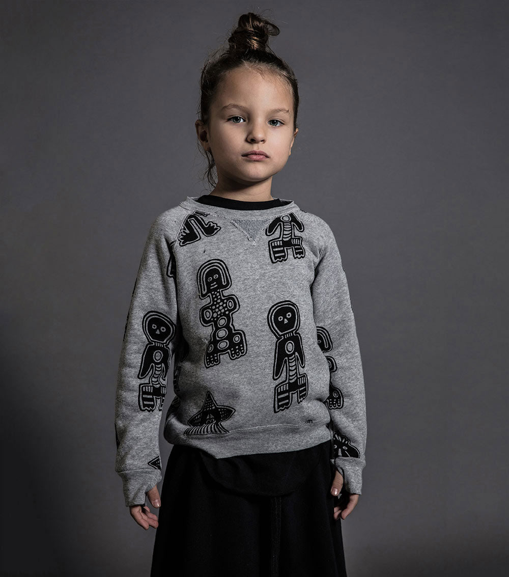 Kid | Tribal Dancers Sweatshirt | Heather Grey
