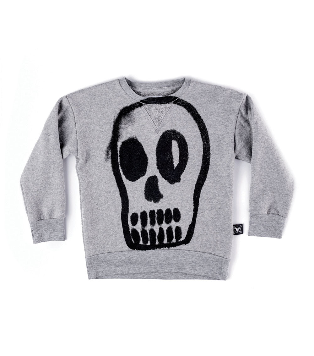 Kid | Painted Dizzy Skull Sweatshirt | Heather Grey