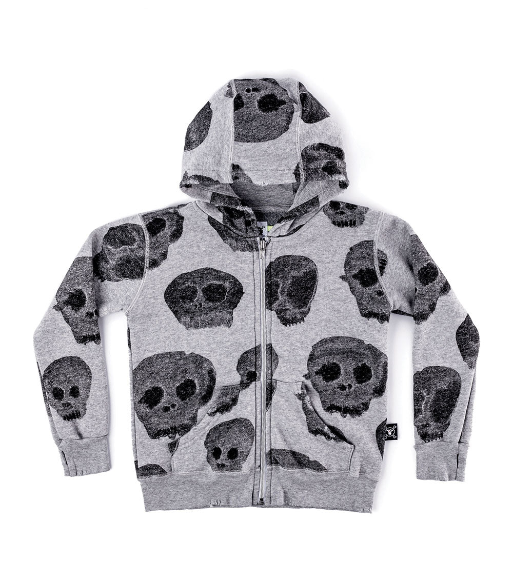 Kid | Water Skull Zip Hoodie | Heather Grey