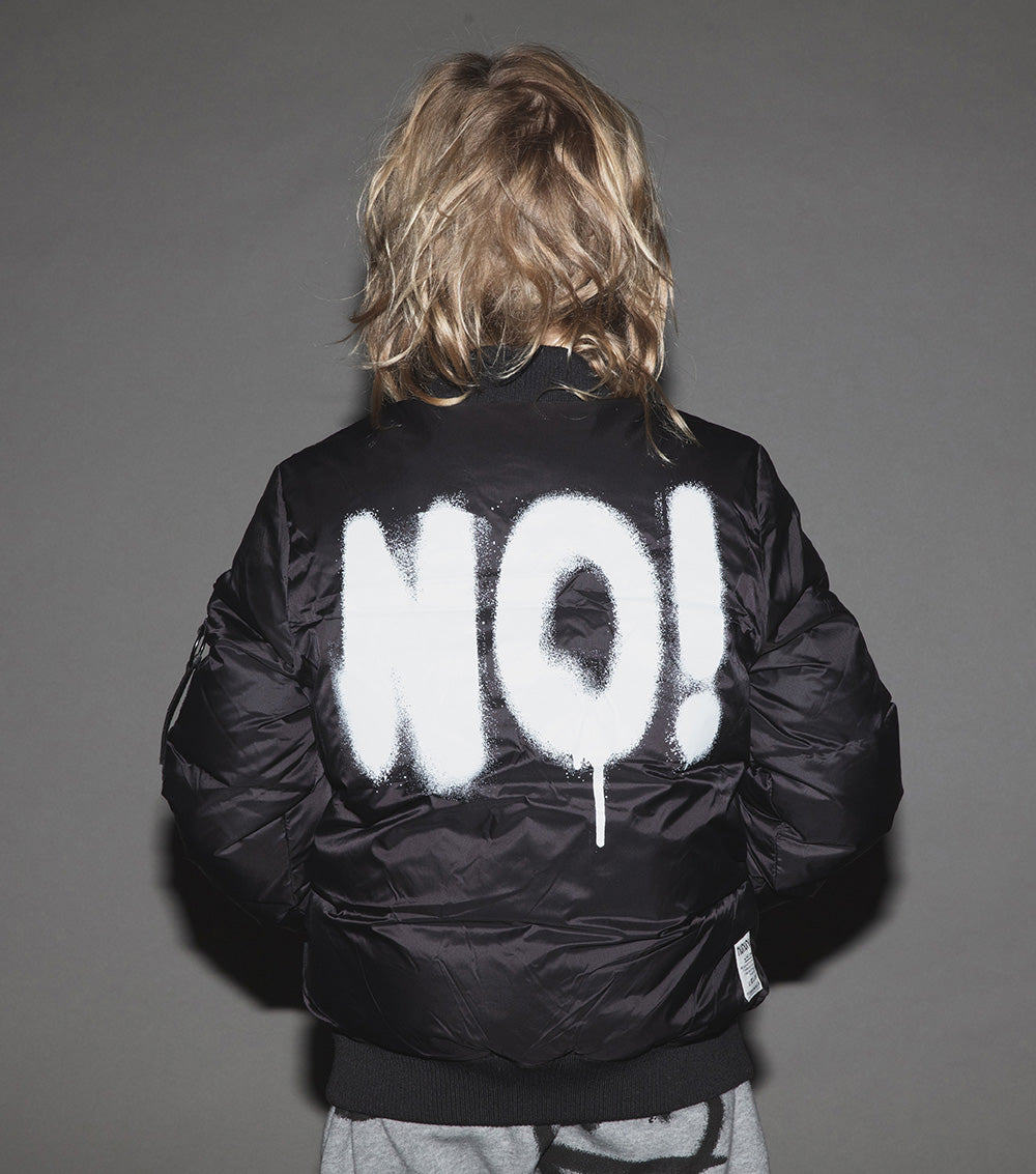 Kid | Sprayed No! Down Bomber Jacket | Black