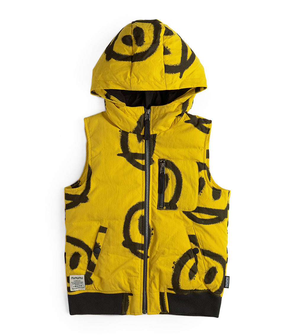 Kid | Sprayed Smiles Down Vest | Lava Yellow