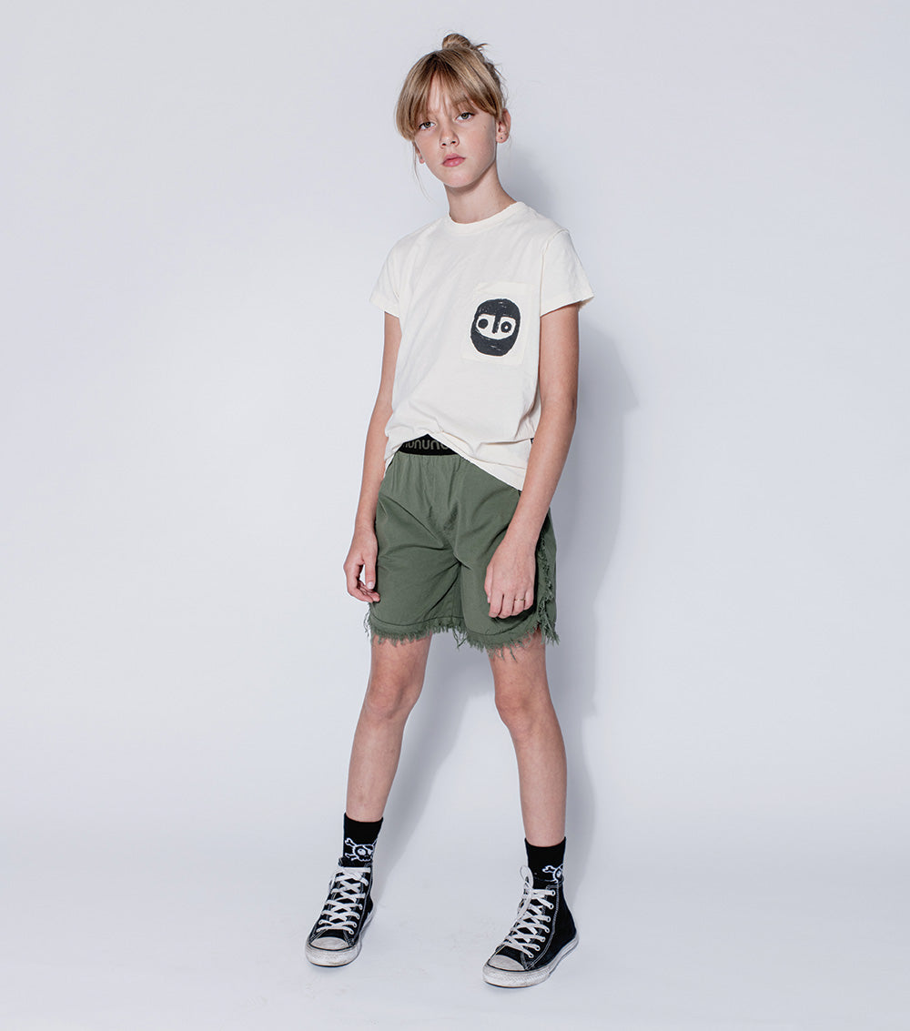 Kid | Airy Ruffled Shorts | Olive