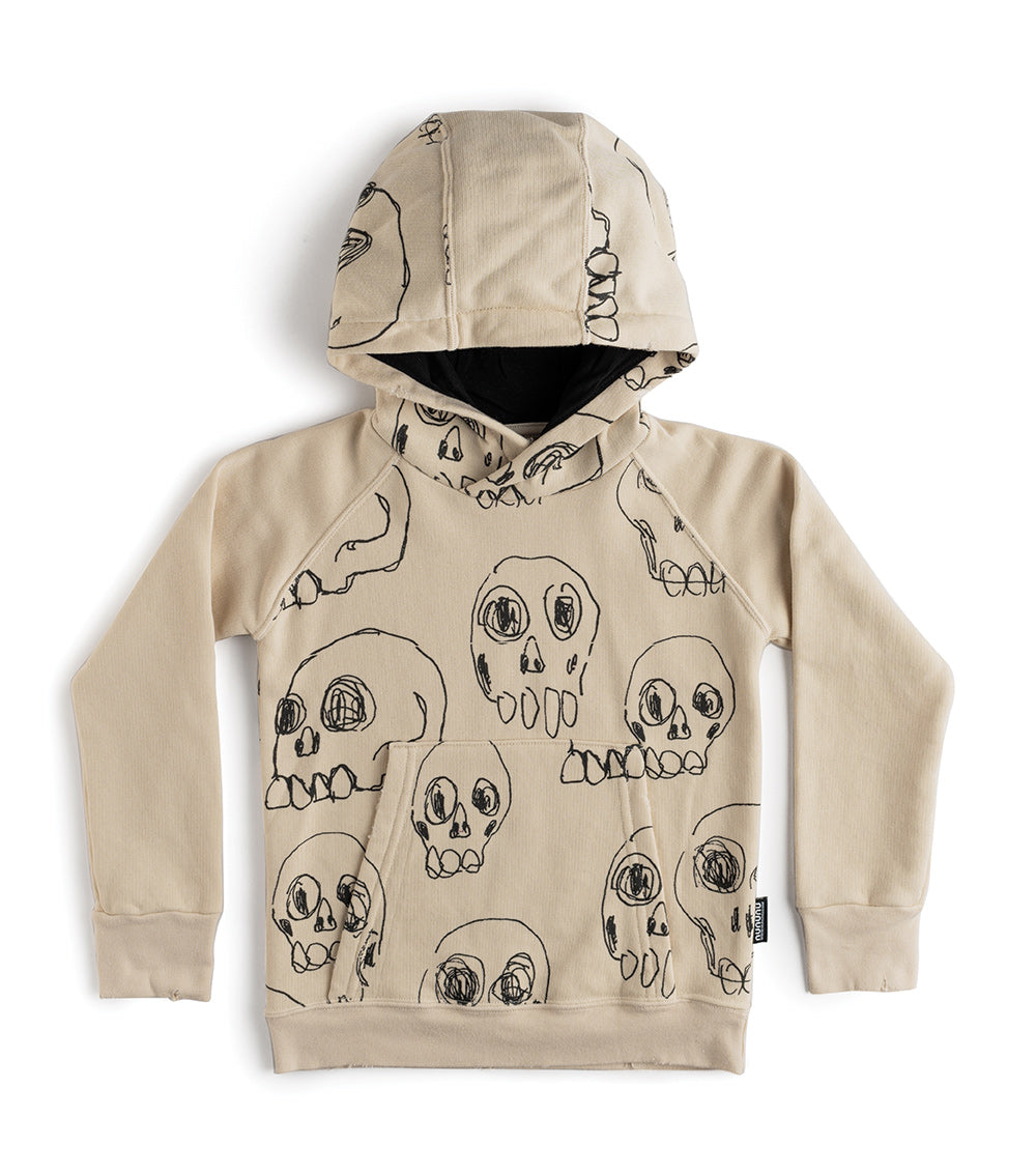 Kid | Scribbled Skulls Hoodie | Natural