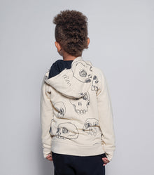 Kid | Scribbled Skulls Zip Hoodie | Yellow