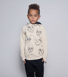 Kid | Scribbled Skulls Zip Hoodie | Yellow