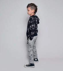 Kid | Scribbled Skulls Zip Hoodie | Black
