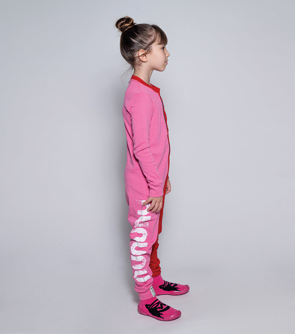 Kid | Duo Zip Loungewear | Hot Pink x Red
