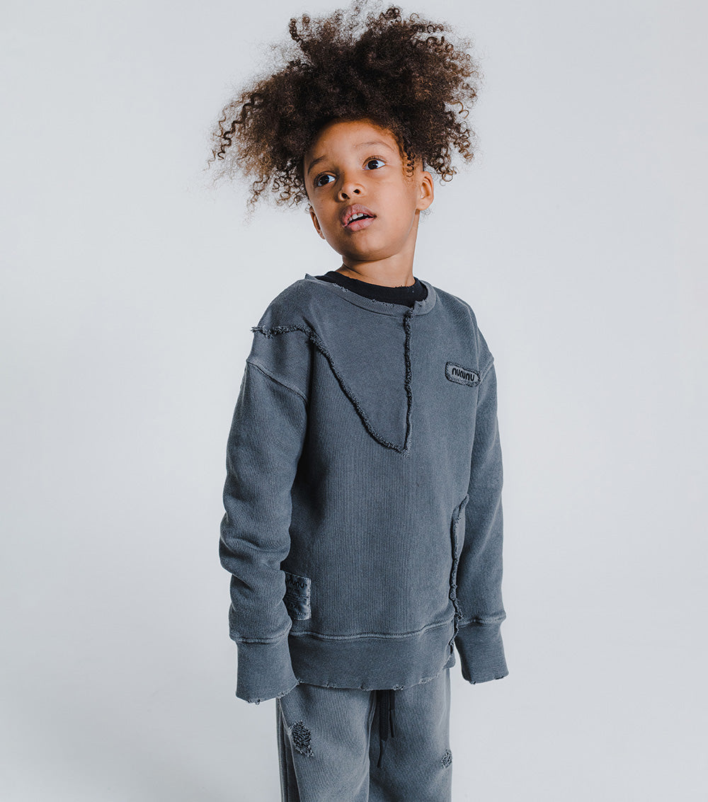 Kid | Patchwork Sweatshirt | Dyed Graphite