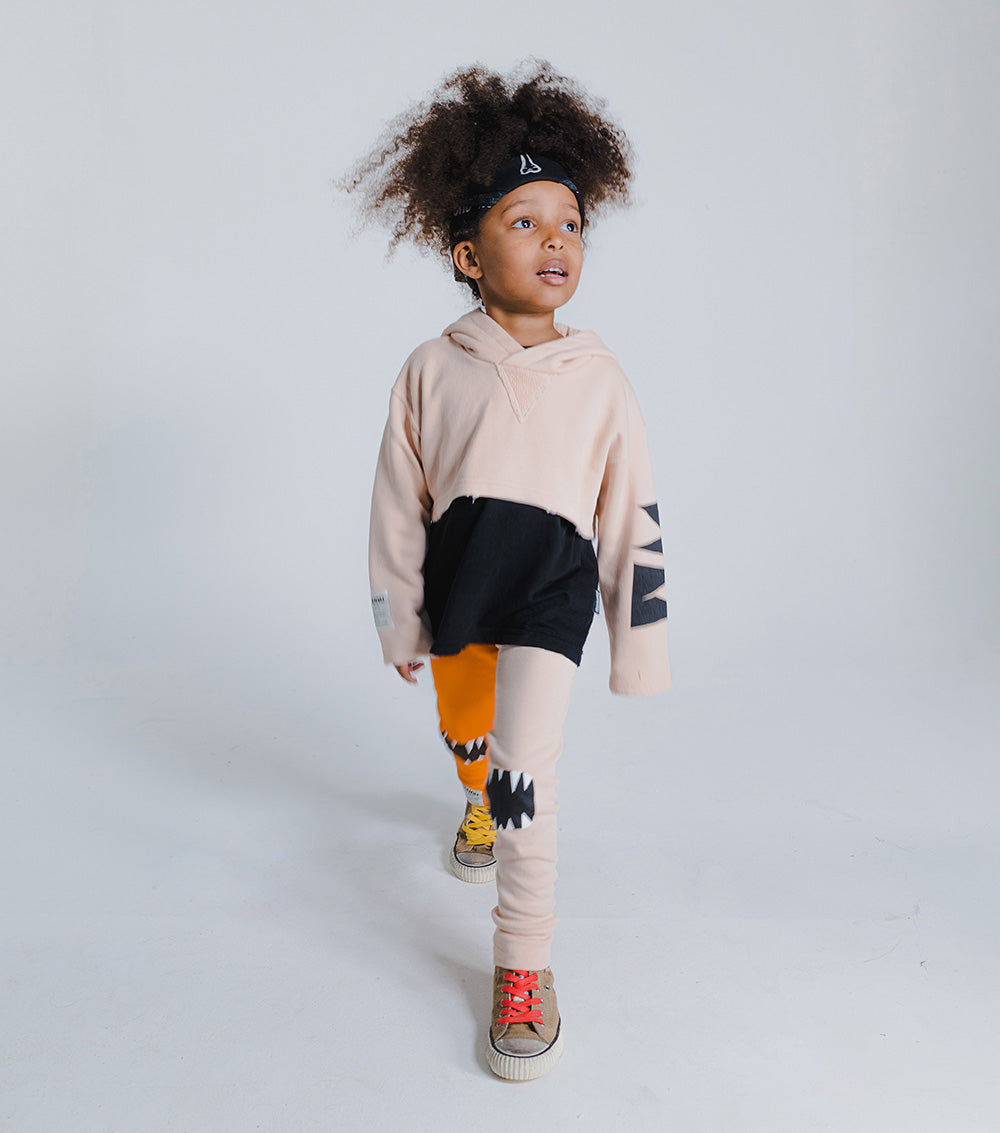 Kid | Cropped Hi-Lo Hoodie | Nude