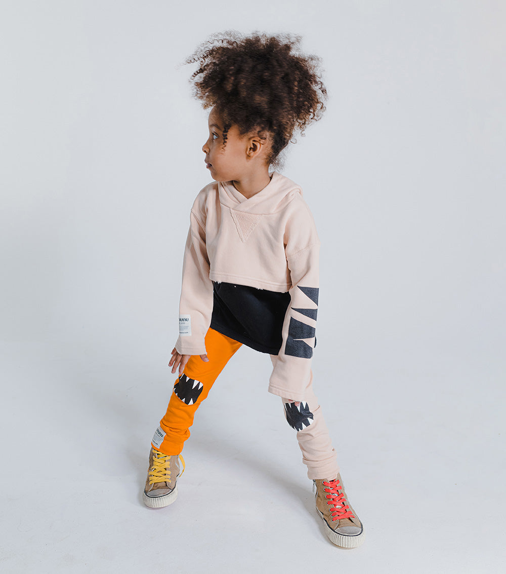 Kid | Cropped Hi-Lo Hoodie | Nude