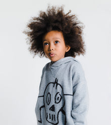 Kid | Goofy Skull Hooded Dress | Heather Grey