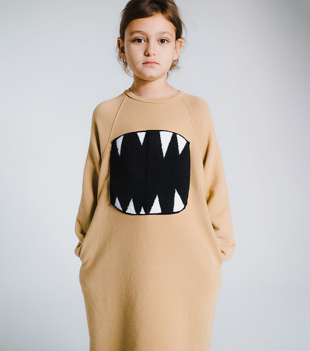 Kid | Fuzzy Roar A Dress | Ice Grey