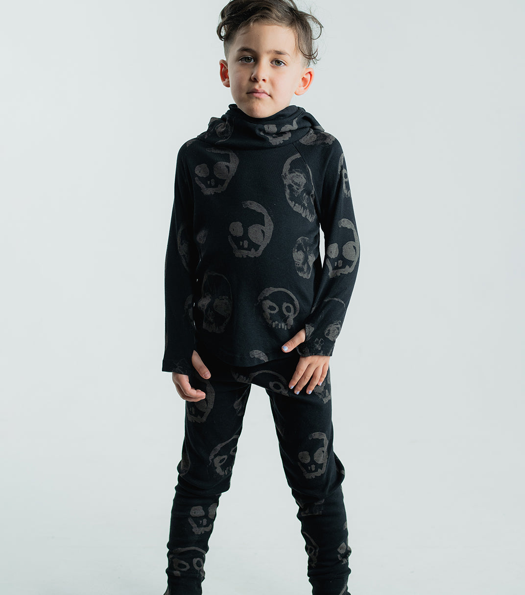 Kid | Faded Skulls Leggings | Stone