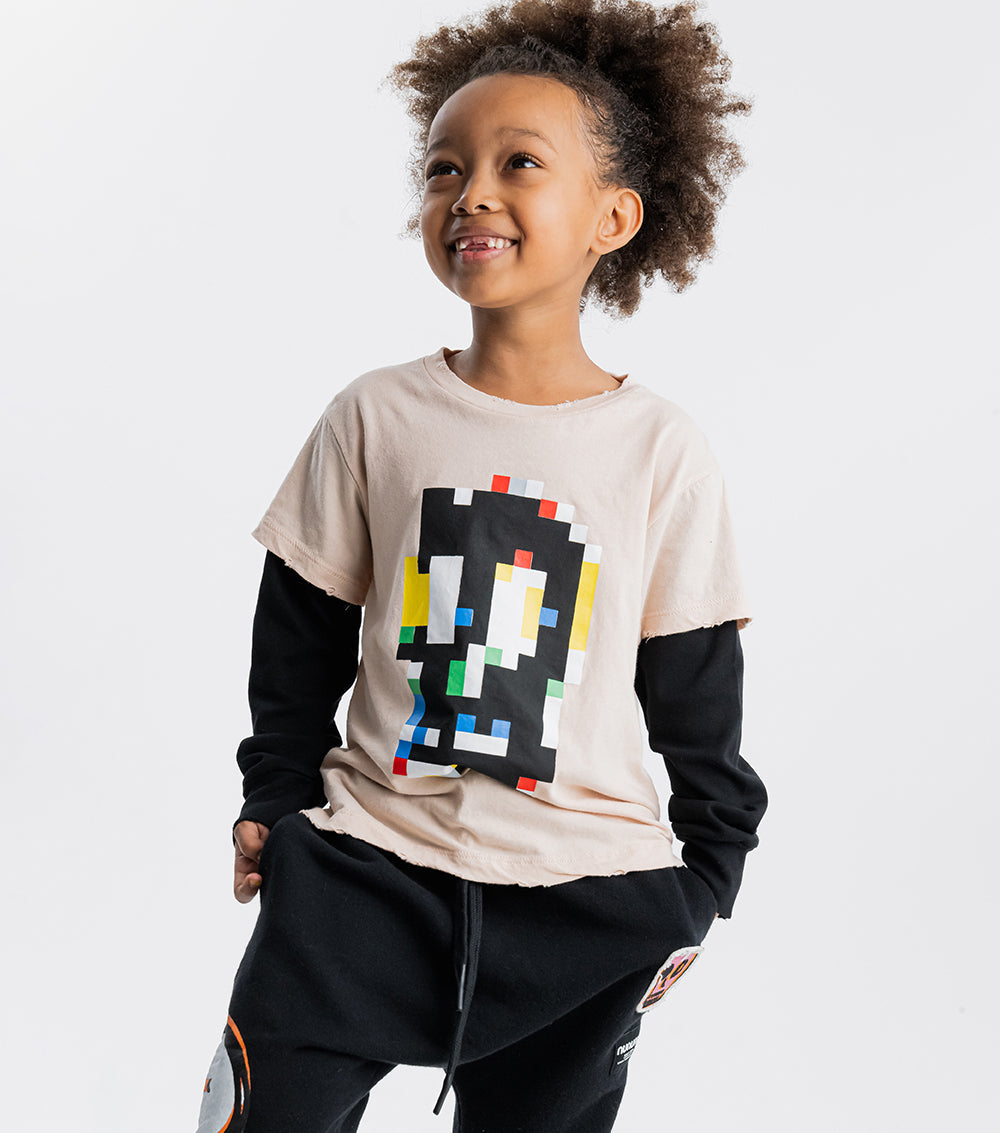 Kid | Pixel Skull Shirt | Nude