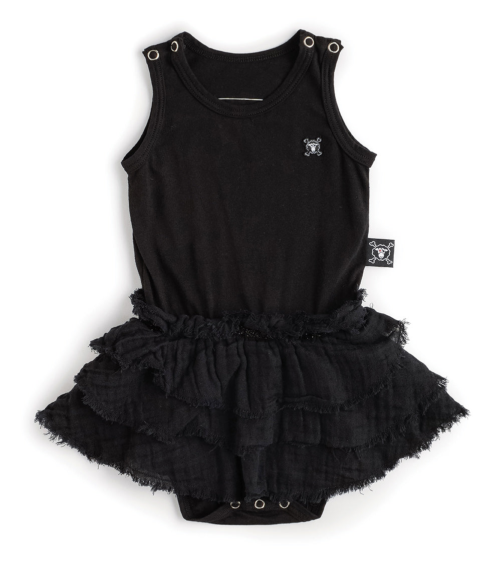 Newborn | Muslin Onesie Skirt | Black