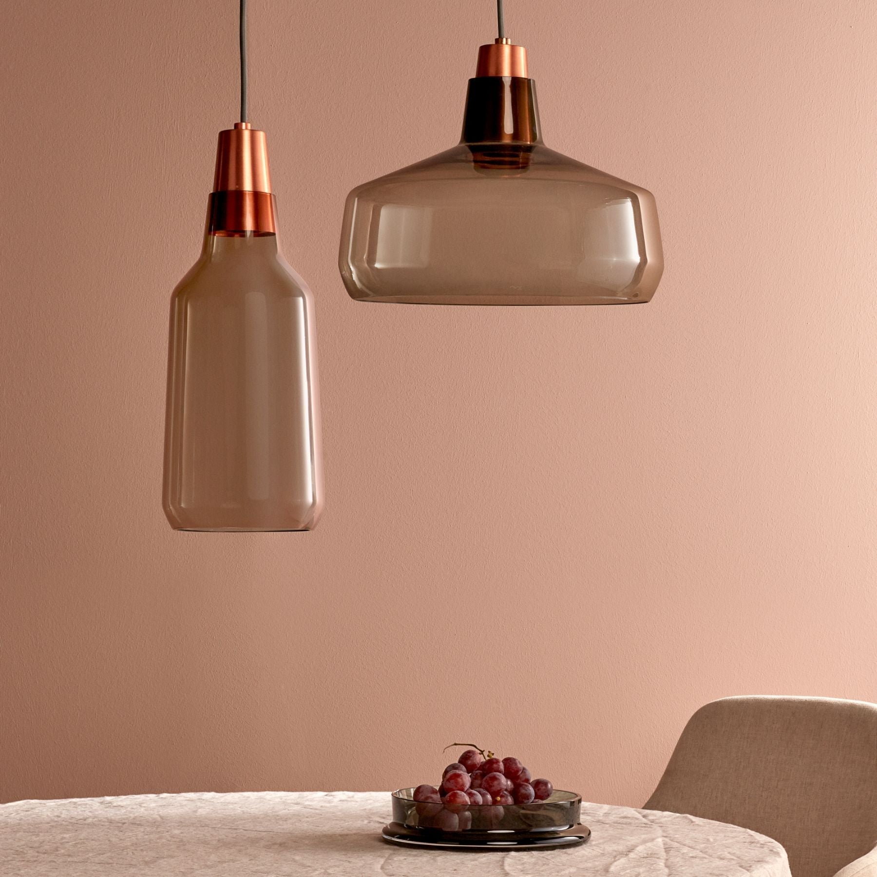 Mono Lamp With Copper Socket Tall | Smoke/Copper