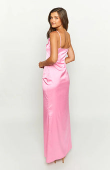Nahanee Satin Ruffle Maxi Dress | Pink
