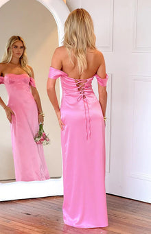 Naveah Off Shoulder Maxi Dress | Pink