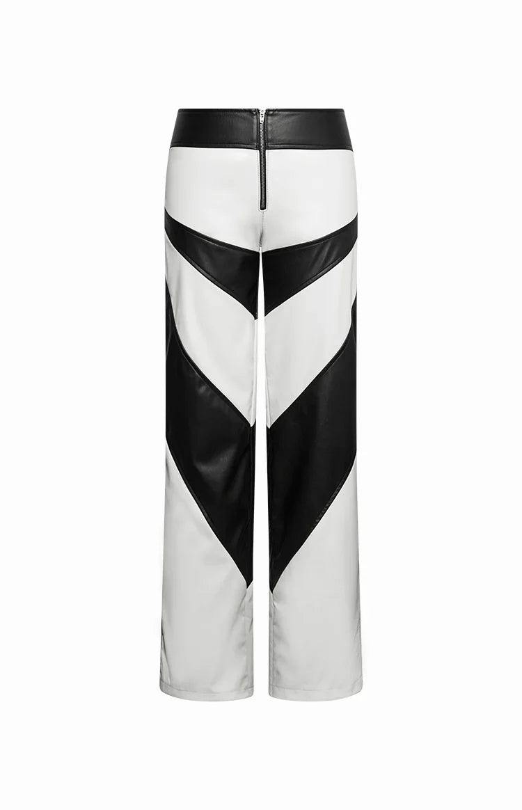 Night Rider PU Contrast Pants | White