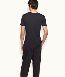 OB-T Cashmere Crew Neck Modal-Cashmere T-Shirt | Night Iris