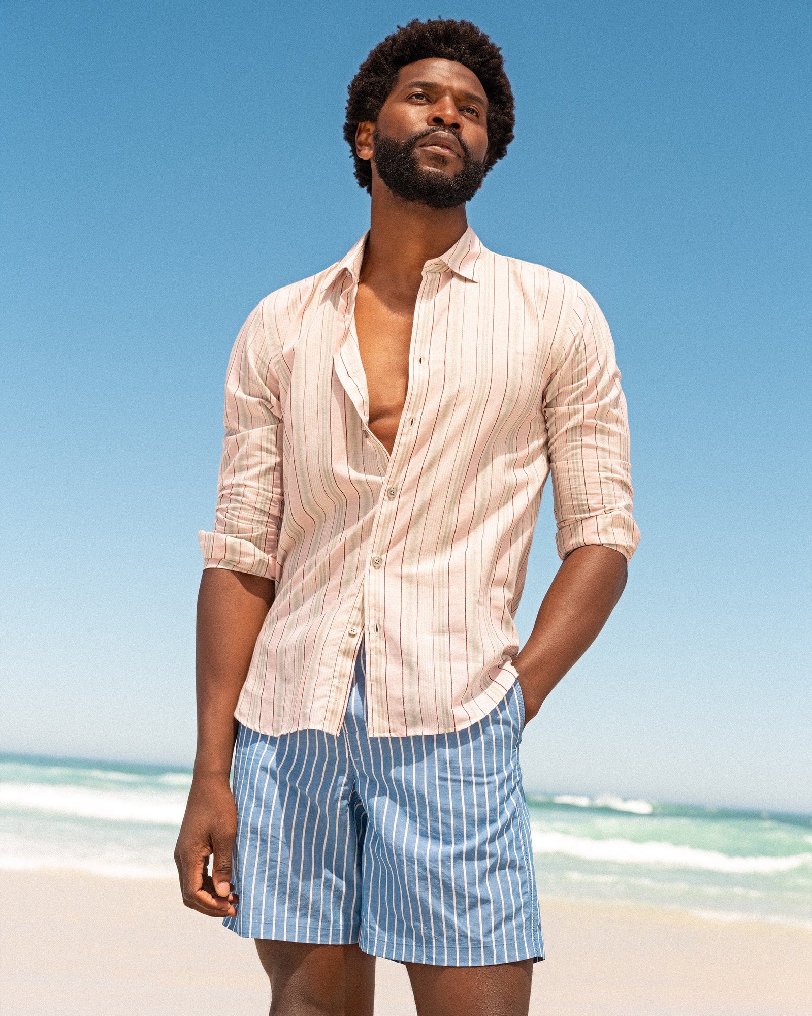 Men | Giles Stripe Shirt | Pink/Grey Stripe