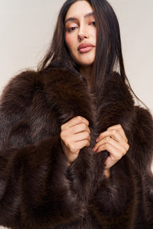 Womens | Roxie Faux Fur Coat | Chocolate