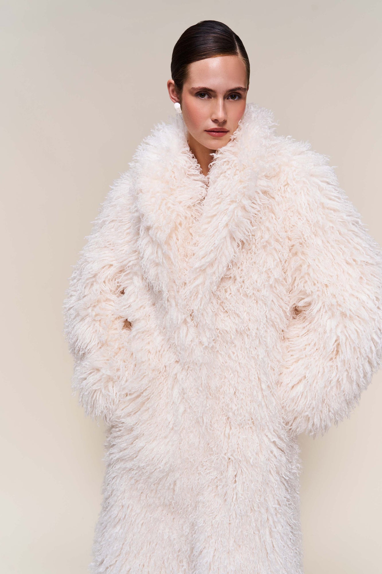 Womens | Puglia Maxi Faux Fur Coat | Ivory