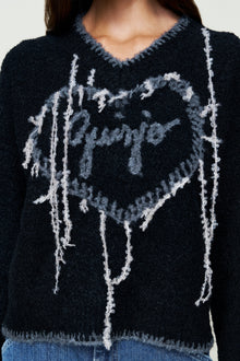 Womens | Guizio Heart Wool Sweater | Black