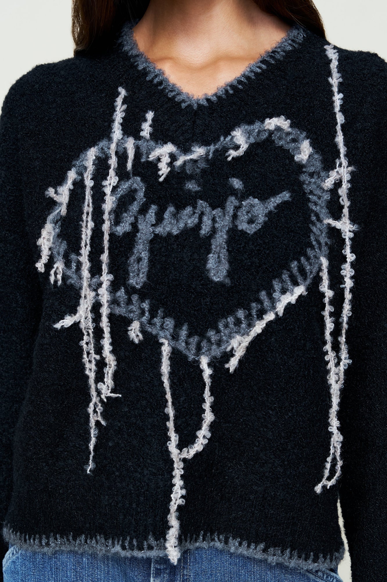 Womens | Guizio Heart Wool Sweater | Black
