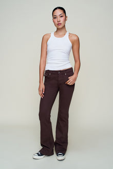 Womens | Low Rise Flare Twill Pant | Chocolate