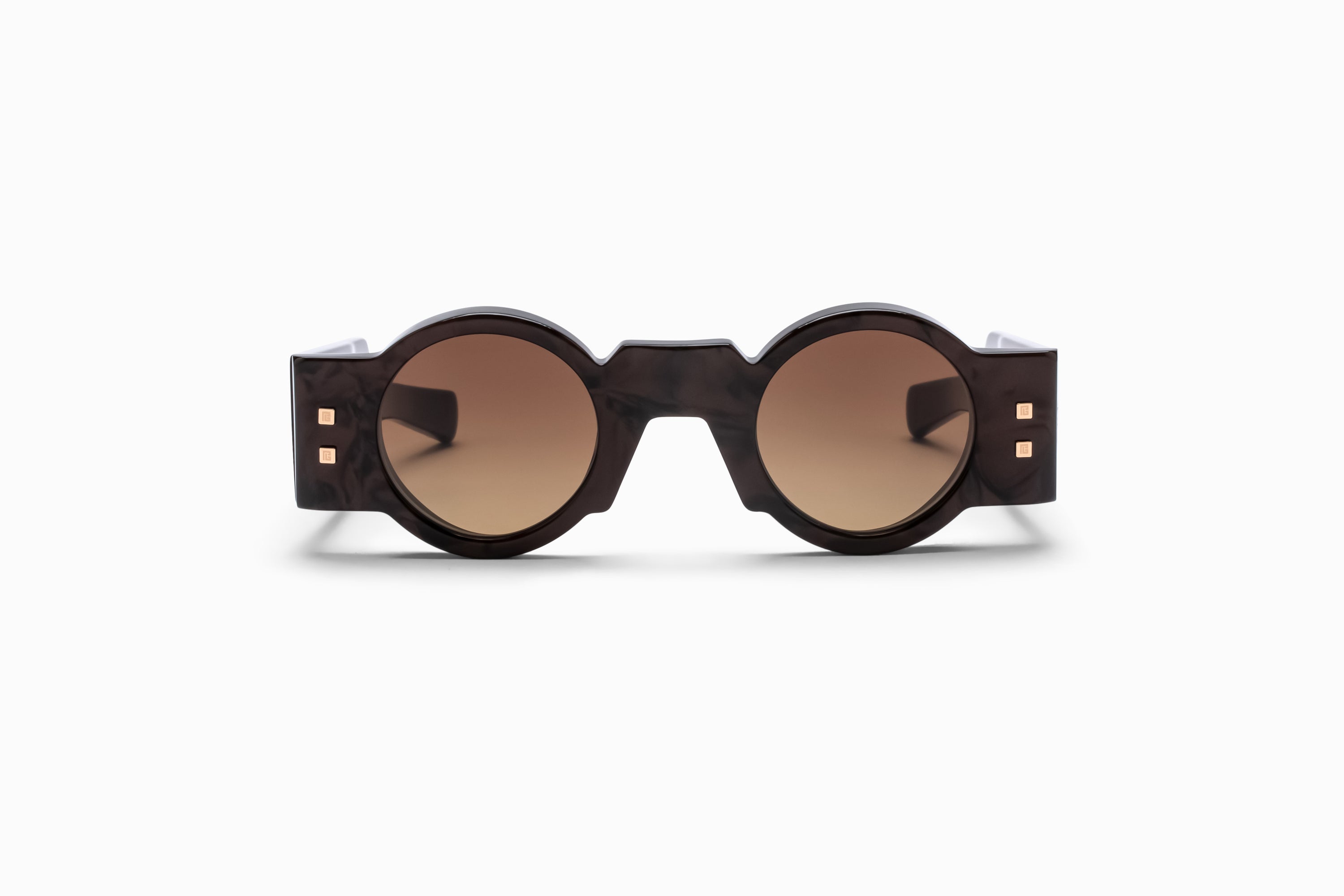 Unisex | Olivier Sunglass | Leather Brown - White Gold | Dark Brown Gradient