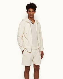 White Sand O.B Stripe Tipping Drop Needle Towelling Sweat Shorts | White Sand