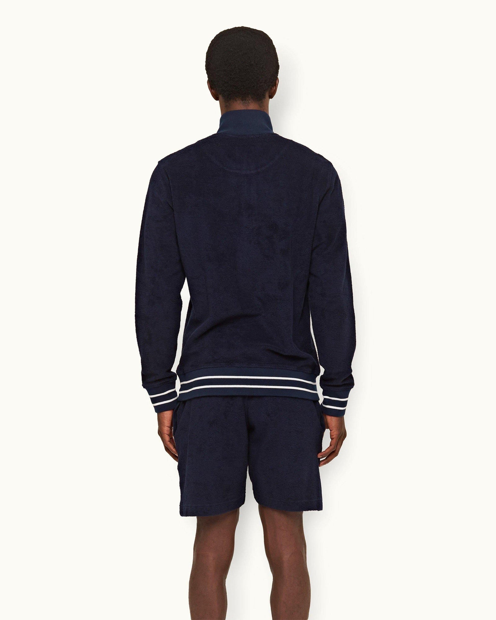 Afador Towelling Navy Classic Fit Double-Faced Towelling Sweat Shorts | Navy