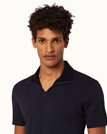 Albert Towelling Night Iris Tailored Fit Towelling Collar Polo Shirt | Night Iris