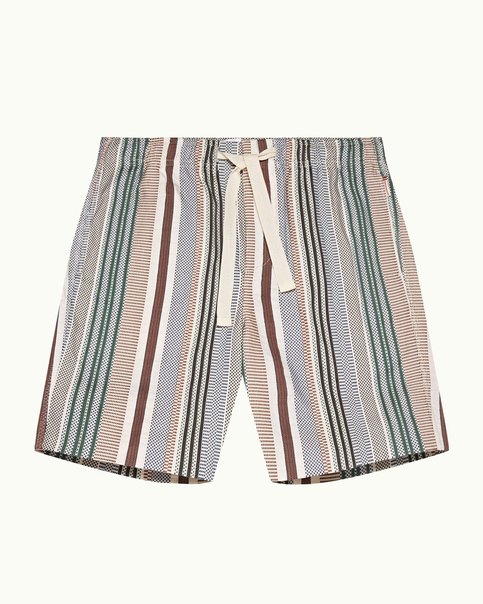 Alex Relaxed Fit Canvas Drawcord Shorts in Multi-Stitch Stripe Woven In Italy | Multi